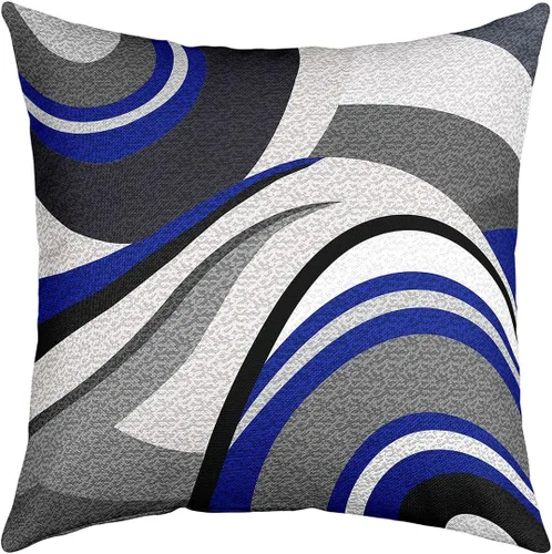 Vista 34 de Paquete de 4 fundas de almohada para exteriores, color rojo burdeos, juego de fundas de cojín geométricas cuadradas de color marrón y gris