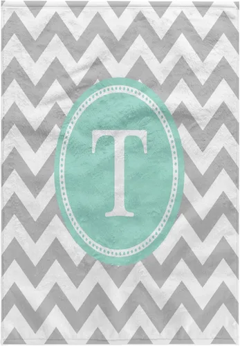 Vista 8 de 3dRose Toalla, Letra C Gris y Blanco Chevron con Monograma Menta Personal Inicial C