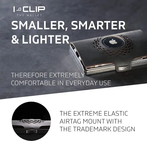 Vista 4 de I-CLIP Acero inoxidable para Apple AirTag con clip de dinero intercambiable - Billetera - Cartera delgada - Cartera compatible con AirTag - Acero