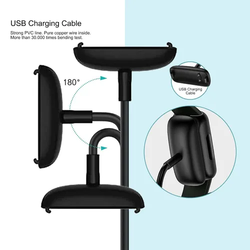 Vista 3 de Paquete de 2 cargadores magnéticos de pared de 5 V para Fitbit Inspire 3 Smartwatch Charger Dock USB adaptador de cable de cable de carga rápida