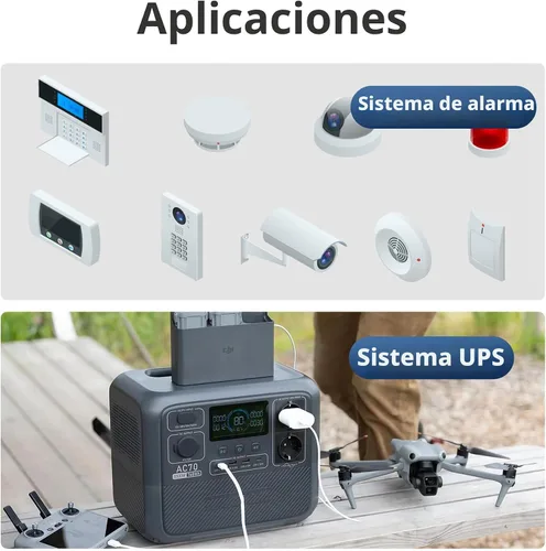 Vista 5 de Miady Batería de ácido plomo sellada recargable de 12V 7Ah (Paquete de 2)