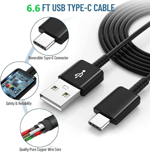 Vista 4 de Cargador USB C Samsung de carga rápida para teléfono Android tipo C de 6.6 pies para Samsung Galaxy Phone