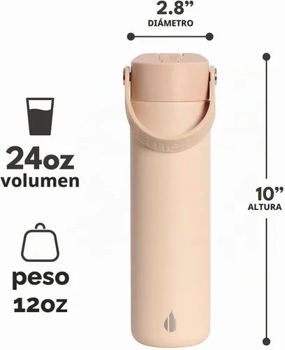 Vista 2 de Elemental Core - Botella de agua de acero inoxidable de 24 onzas con Beige