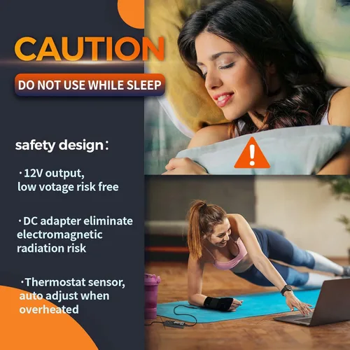 Vista 8 de Almohadilla térmica eléctrica para pulgar y muñeca para artritis de mano con 3 ajustes de calor y 5 ajustes de temporizador, envoltura térmica