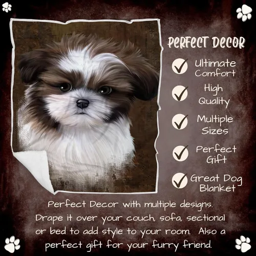 Vista 4 de Rustic Shih Tzu Dog Blanket - Lightweight Super Soft Cozy and Durable Bed Blanket - Animal Theme Fuzzy Blanket for Sofa Bed Couch Luxury Soft