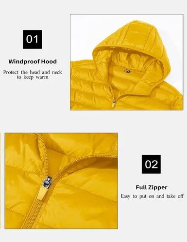 Vista 5 de MAGCOMSEN Chaqueta acolchada ligera con capucha para hombre, con cremallera completa, resistente al agua, acolchada, con forro