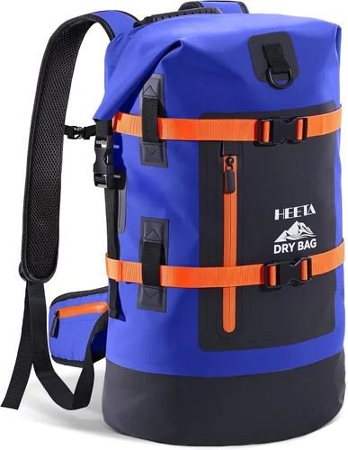 Vista 11 de HEETA - Bolsas secas impermeables para hombres y mujeres, mochila de 40 L, con parte superior enrollable, mochila de senderismo resistente para Negro