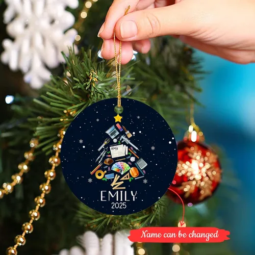 Vista 2 de Adorno con nombre personalizado para arquitecto, recuerdo de arquitecto favorito de Santa, adorno de árbol de Navidad de arquitecto personalizado