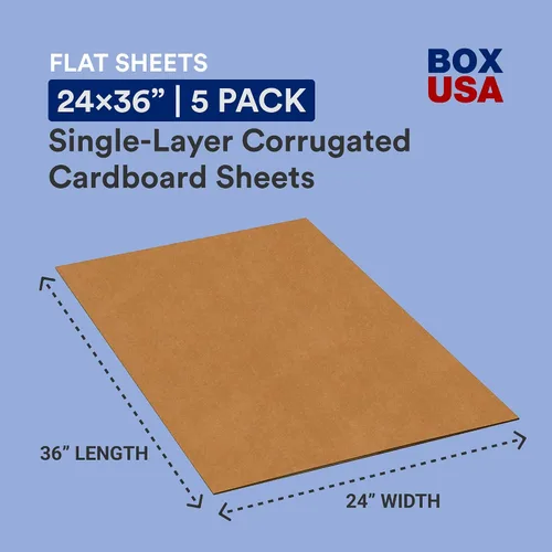 Vista 2 de Box USA Hojas de cartón corrugado de doble pared, 24 "x 36", Kraft (paquete de 5), (BSP2436DW)