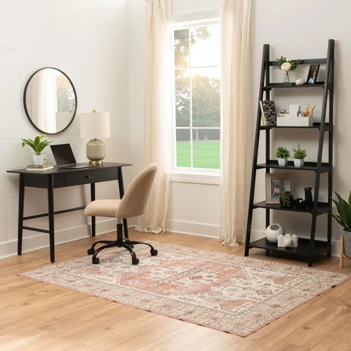 Vista 5 de Linon Melissa - Estantería de madera negra con cinco estantes Negro