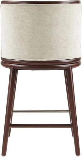 Vista 11 de Manhattan Comfort Taburete tapizado de madera moderno Evalyn Crema