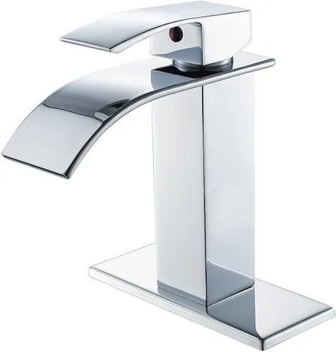 Vista 10 de VOTON Grifos de Baño Negros Modernos de Cascada para Lavabo de Baño Grifo de Baño Negro Mate de Una Sola Manija para 1 o 3 Agujeros con Placa