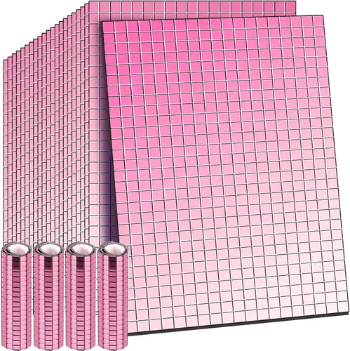 Vista 17 de 7200 azulejos autoadhesivos de espejo de discoteca, 0.197 x 0.197 in, azulejos de mosaico para manualidades, proyectos de bola de discoteca, Morado