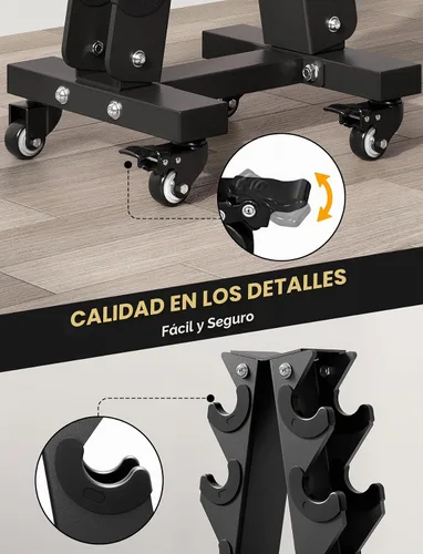 Vista 6 de YOLEO Estante para mancuernas, ajustable y compacto para mancuernas, pesas rusas, mancuernas, organizador de almacenamiento de pesas resistente