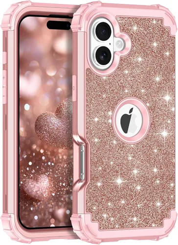 Vista 14 de LONTECT Funda para iPhone 15 Plus con purpurina brillante 3 en 1, a prueba de golpes, resistente, híbrida, resistente, funda protectora de alto