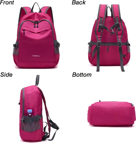 Vista 6 de YZAOLL Mochila pequeña de senderismo de 20 litros, mochila ligera para el día, mochila plegable para mujeres y hombres, viajes, camping, vacaciones