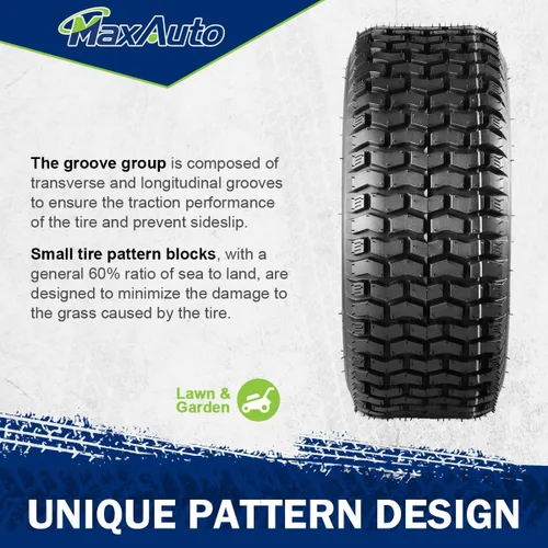 Vista 4 de MaxAuto 2 neumáticos de césped de 11 x 4 x 5 11 x 4.00-5 para césped y jardín, podadora de carrito de golf, P512 LRA 11X4-5 Front Mower Tires