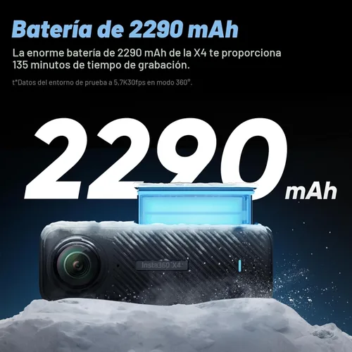 Vista 5 de Insta360 Paquete estándar X4: cámara de acción 8K 360 impermeable, video gran angular 4K, efecto selfie stick invisible, protectores de lente