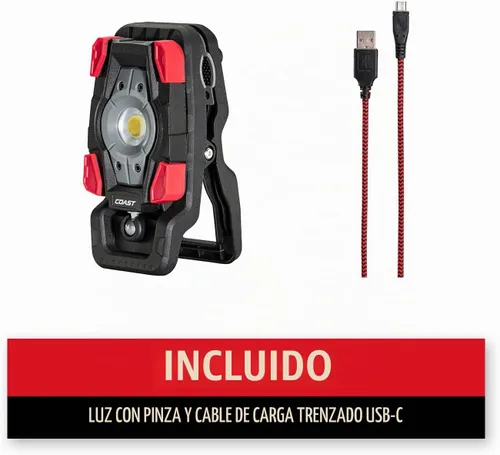 Vista 12 de Coast CL20R 1750 lúmenes recargable de doble potencia giratoria LED abrazadera magnética luz con haz de inundación gran angular, negro/rojo