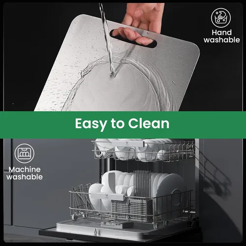 Vista 5 de Tabla de cortar de titanio para cocina, tabla de cortar de acero inoxidable de grado alimenticio, fácil de limpiar, duradera y de grado alimenticio
