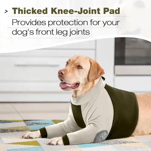 Vista 5 de LeLePet Traje de recuperación para perros para las patas delanteras, manga para perros para detener la lamida, protector de codo para lesiones