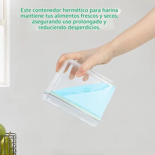 Vista 6 de Paquete de 3 recipientes de almacenamiento de harina y azúcar con tapa emergente, 1.26 cuartos + 2.11 cuartos de galón + 3.48 cuartos de galón