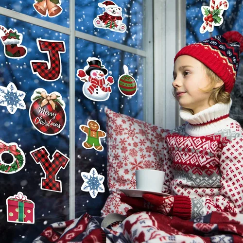 Vista 6 de 48 PIEZAS de recortes navideños de Navidad, alegría navideña, gnomo de Santa con 60 puntos de pegamento, decoraciones de tablero de anuncios
