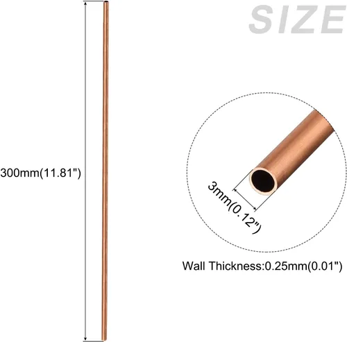 Vista 2 de METALLIXITY Tubo de cobre (0.118 in OD x 0.010 in pared T x 11.811 in L), 4 piezas, tubo recto - para decoración del hogar, maquinaria, artesanía