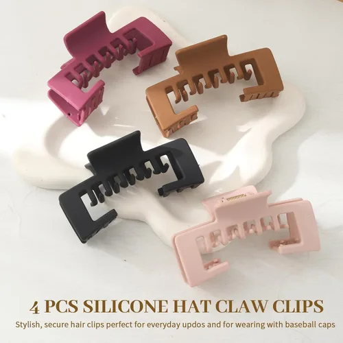Vista 7 de 4 Pcs Flexible Hair Clip, 4.1Inch Soft Flexible Hair Claw Clip for Hat Brown Red