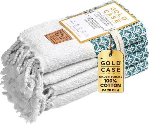 Vista 30 de Gold CASE - Juego de 4 Toallas de Mano Turcas para Baño, 20 x 40 pulgadas, Toallas de Baño 100% Algodón, Toalla Pequeña de Cocina Aphrodite