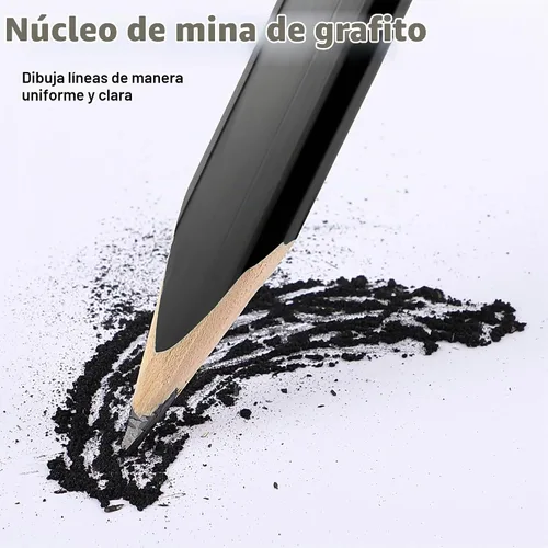 Vista 2 de Hohean 14 Lápices de Carpintero, 7 Pulgadas Octagonales Planos Duros Negros para Carpintería Construcción Lápices Resistentes con Sacapuntas