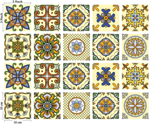 Vista 8 de Azulejos Adhesivos Despegar y Pegar Estilo Azulejo Español Portugués para Salpicadero Juego de 20 piezas (3.9_B)