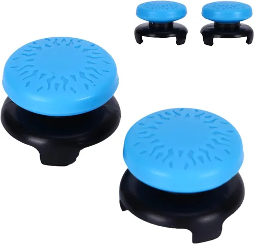 Vista 6 de ASHATA 2Pcs Thumbstick Extender for 3D Texture Thumb Grip Stick Joystick Thumbstick for 5 Controller (Blue)