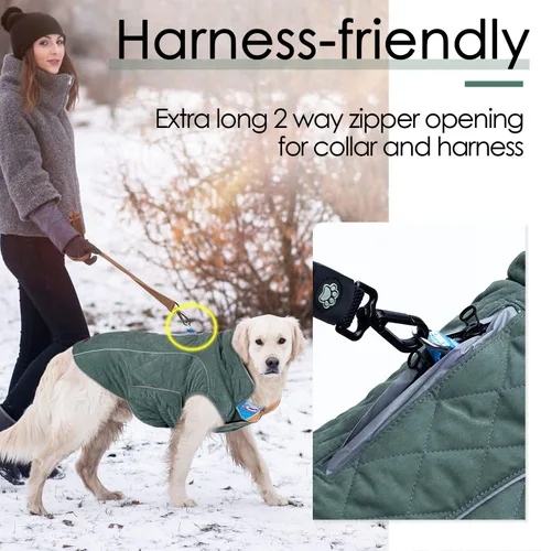 Vista 6 de ThinkPet - Abrigos para perros para clima frío, chaqueta de invierno reversible resistente al viento, abrigo grueso acolchado y cálido, chaleco
