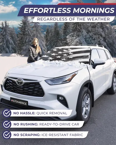 Vista 5 de AUTOAMERICS Cubierta de nieve para parabrisas, cubierta de parabrisas para hielo y nieve, protector de ventana impermeable para automóvil, camión