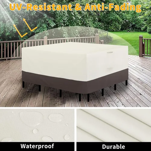 Vista 3 de Easy-Going Juego de fundas cuadradas para muebles de patio, 56 x 56 pulgadas, para mesa y silla, impermeables, resistentes a los rayos UV, para sofá