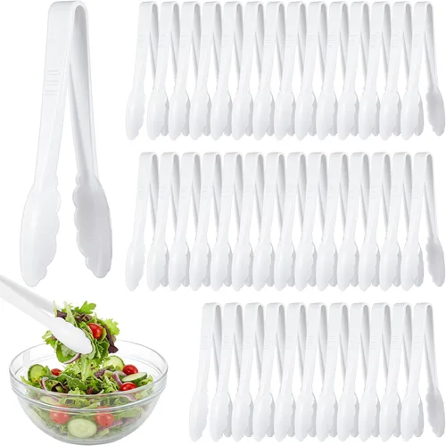Vista 12 de Tessco for you 25 pinzas de plástico para servir a granel, pinzas desechables de plástico de 9 pulgadas, pinzas de ensalada resistentes para cocina