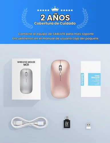 Vista 10 de SABLUTE Ratón para MacBook Wireless Bluetooth Ratones Portátil Mac iPad Oro rosa