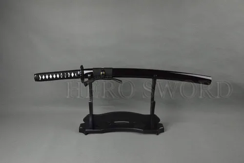 Vista 2 de Espada samurái Wakizashi hecha a mano, Katana de espiga completa, espada media, cuchillos japoneses hechos a mano listos para la batalla
