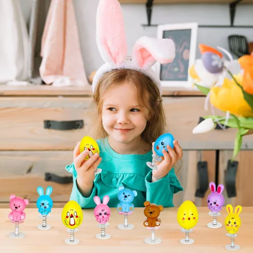 Vista 7 de MGparty 24 juguetes para saltar de Pascua, rellenos de cesta de Pascua, regalos de fiesta, suministros para calcetines, regalos para niños, niñas