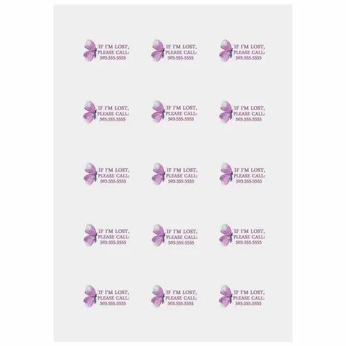 Vista 2 de Adhesivo personalizado para niños con texto en inglés Safty If Lost Call Tattoos – Tatuajes temporales de mariposa para niños – Tatuaje falso