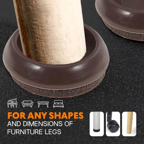 Vista 7 de Angoily Almohadillas y deslizadores de muebles para suelos de madera dura, 10 unidades de fieltro para patas de silla, almohadillas de movimiento