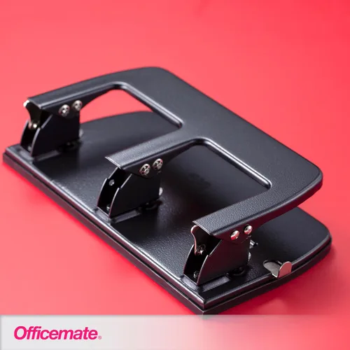 Vista 7 de Officemate Medium Duty - Perforadora de 3 agujeros con mango ergonómico, capacidad para 30 hojas, color negro (90088)