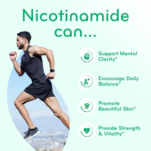 Vista 6 de Vitamina B3 Nicotinamida 500 mg – Forma de alta absorción de vitamina B3 Niacina sin enjuague para oír la piel, cerebro y apoyo energético