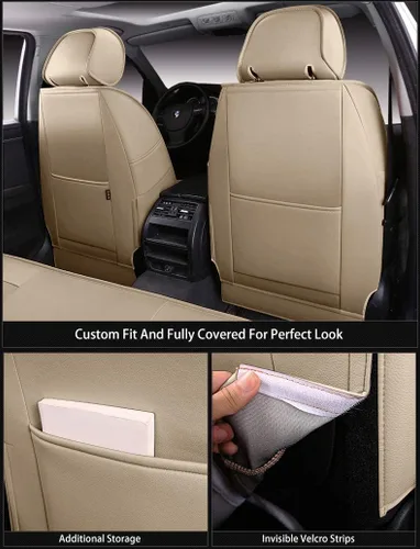 Vista 4 de OASIS AUTO Z Fundas de Asiento de Cuero de Ajuste Personalizado para Impreza y Crosstrek 2012-2022 (12-16 Impreza y 13-17 Crosstrek, TAN)