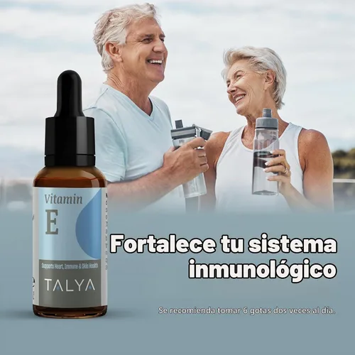 Vista 5 de TALYA Gotas líquidas de vitamina E de 0.34 onzas líquidas Hueso, articulaciones, salud del corazón para cicatrices y piel Botella de vidrio
