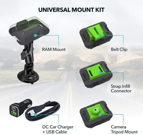 Vista 3 de ZOLEO Kit de accesorios de montaje universal que incluye soporte de ventosa RAM Twist-Lock, cargador de coche DC con cable USB y 3 insertos - clip