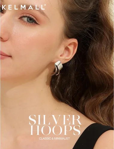 Vista 9 de KELMALL Aretes tipo argolla de oro de 14 quilates para mujer, hipoalergénicos, gruesos, redondos, no se deslustra, para orejas sensibles
