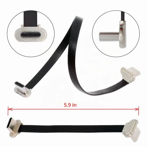 Vista 3 de xiwai Cable de carga USB-C corto en ángulo macho a macho de 5.9 in ultra