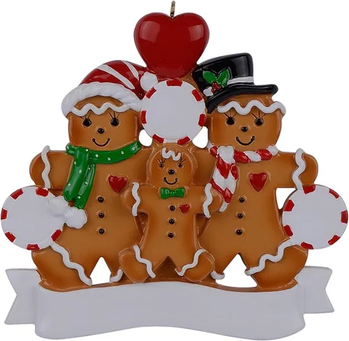 Vista 7 de Adorno de Navidad de pan de jengibre personalizado para abuelos, niños, amigos